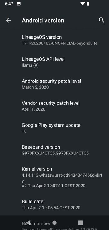 Galaxy S10e LineageOS 17.1