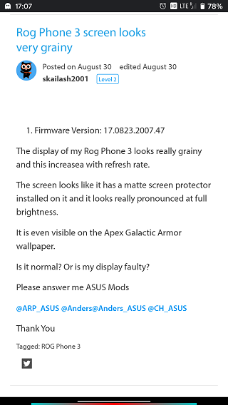 Grainy-screen-issue
