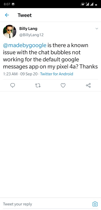 pixel 4a twitter bubbles