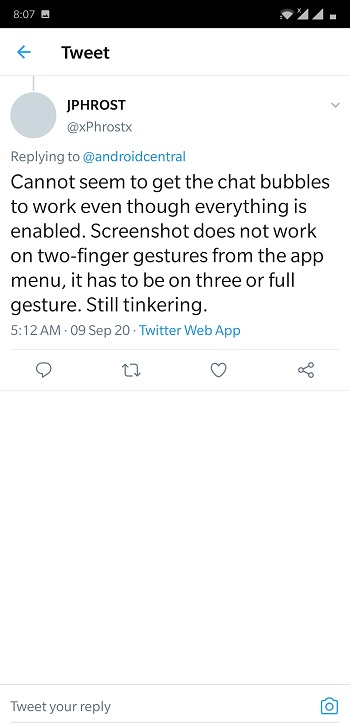 chat bubbles issue android 11