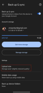 change Google Photos backup quality